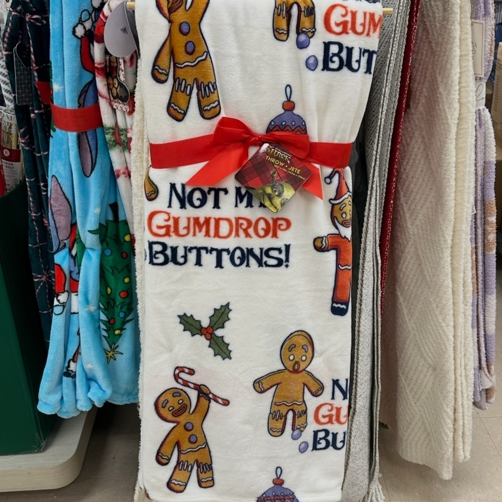 Shrek Gingerbread Man “Not My Gumdrop Buttons” Plush Throw Blanket